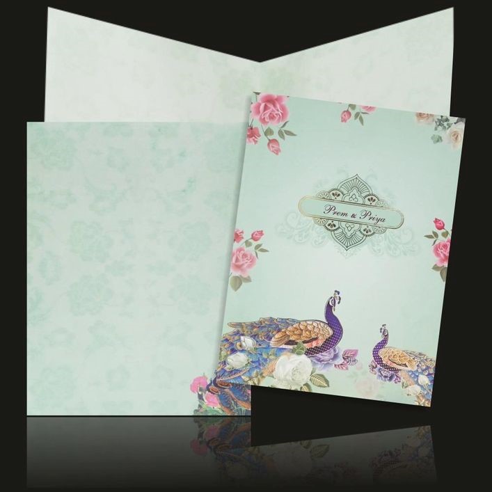 Beautiful Peacock Hindu Wedding Invitation Card Design